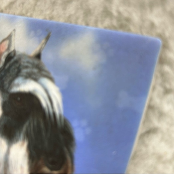 Miniature Schnauzer decorative tile 4.5" Made in USA  blue paw prints - Picture 3 of 6